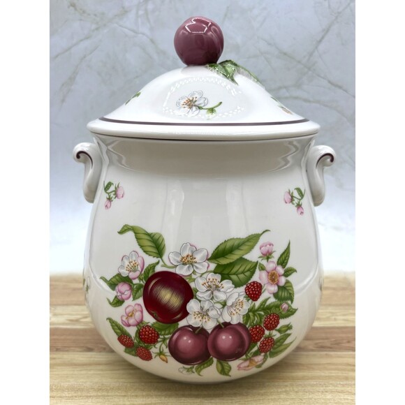 Lenox Ceramic Coffee Canister Orchard Fruit & Floral Design w/Lid Fine Porcelain - Picture 3 of 16